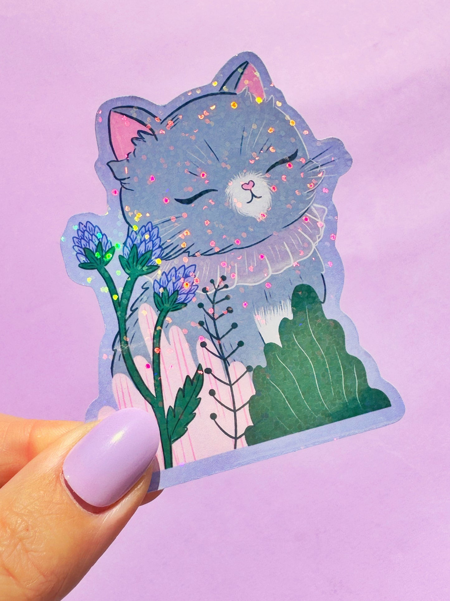 Kawaii Grey Cat Zen Kitty Sticker - Cute Decal for Laptops, Water Bottles, Notebooks