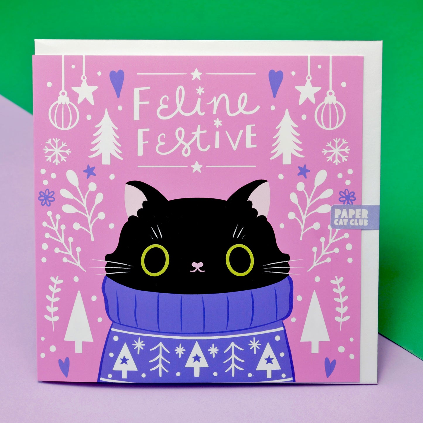 2025 Cozy Nordic Cat Christmas Card Set – Cute Cats in Festive Sweaters