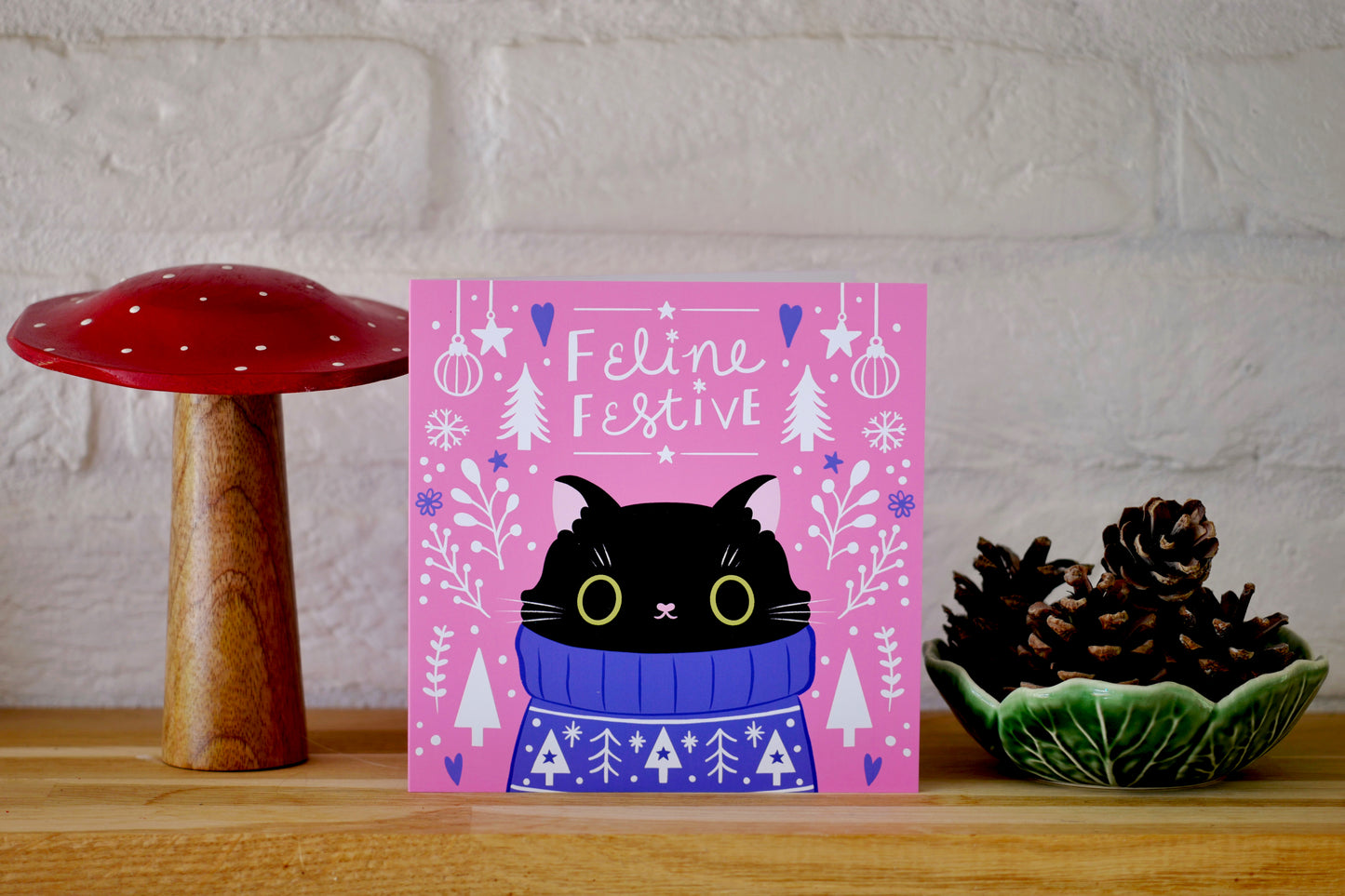 2025 Cozy Nordic Cat Christmas Card Set – Cute Cats in Festive Sweaters