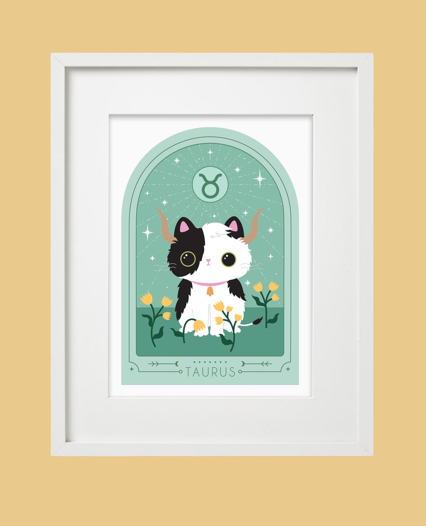 Taurus Zodiac Kitty Art print cute star sign print - Astrology art