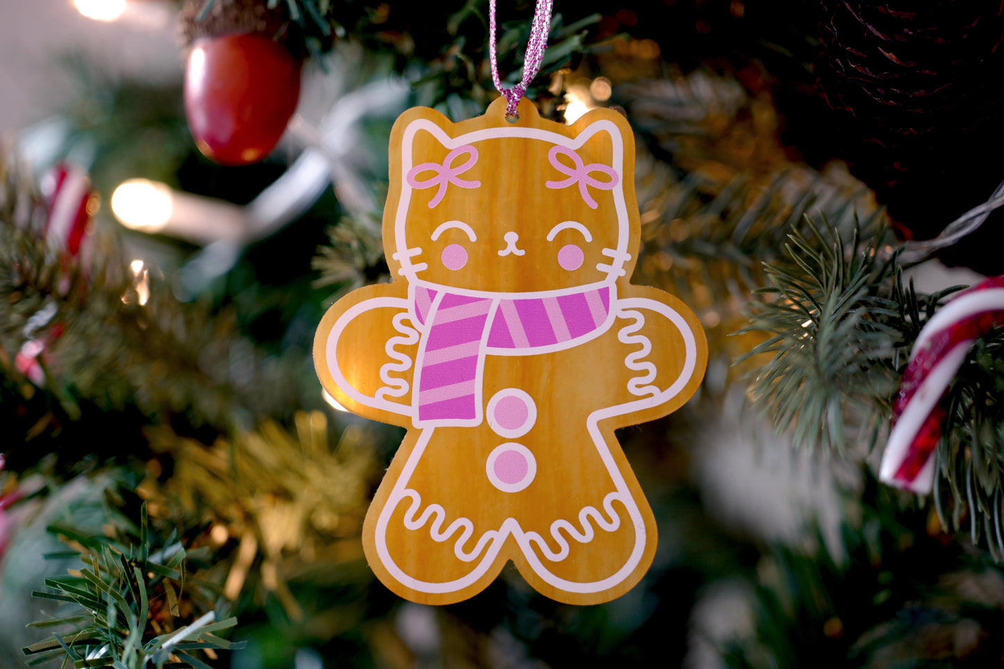 Gingerbread Cat Christmas Decoration -  cute gift for cat lovers