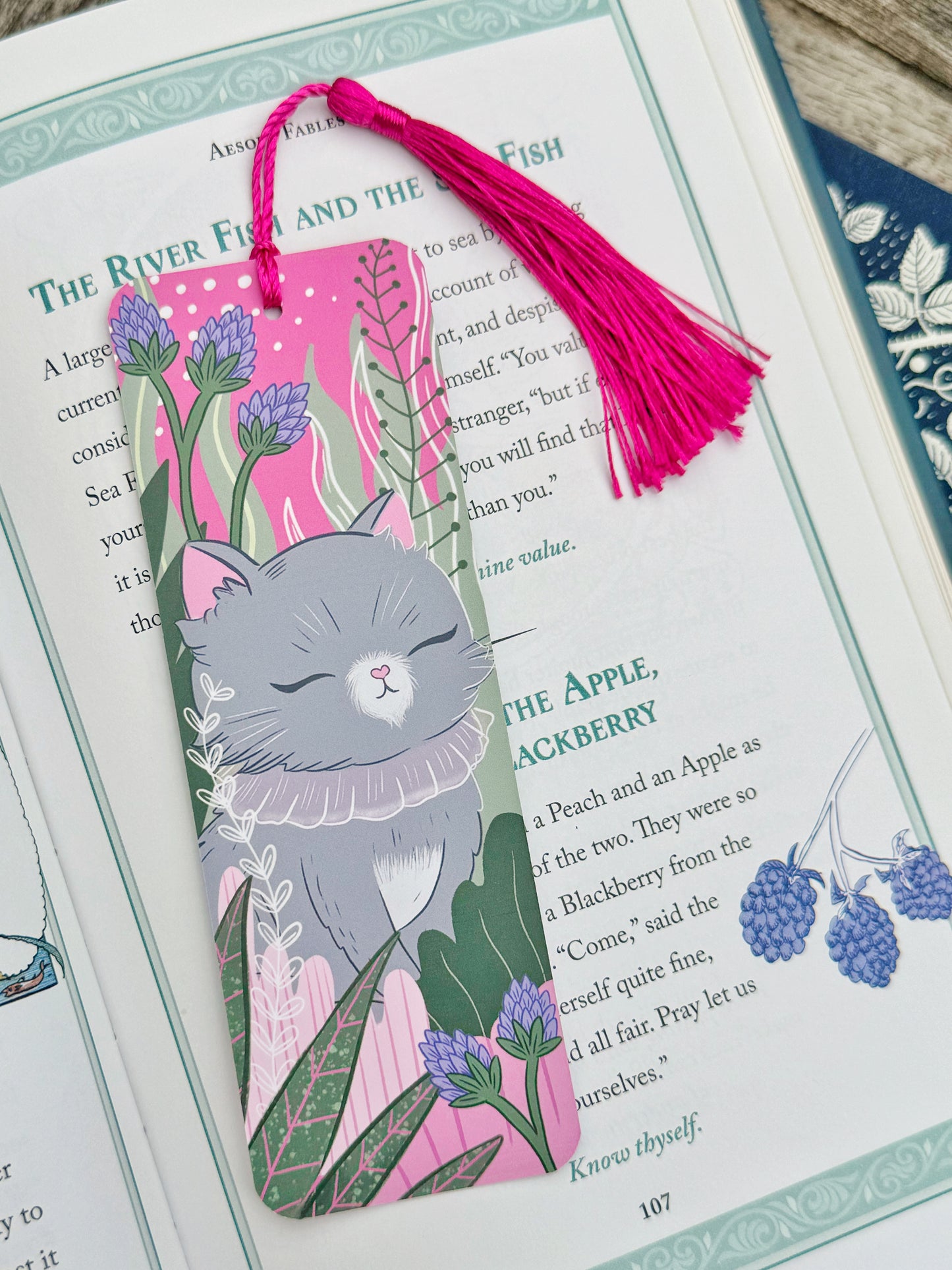 Zen Kitty Bookmark - Cute Cat Bookmark - Whimsical Forest Kitty Reading Accessory, Unique Gift for Book Lovers