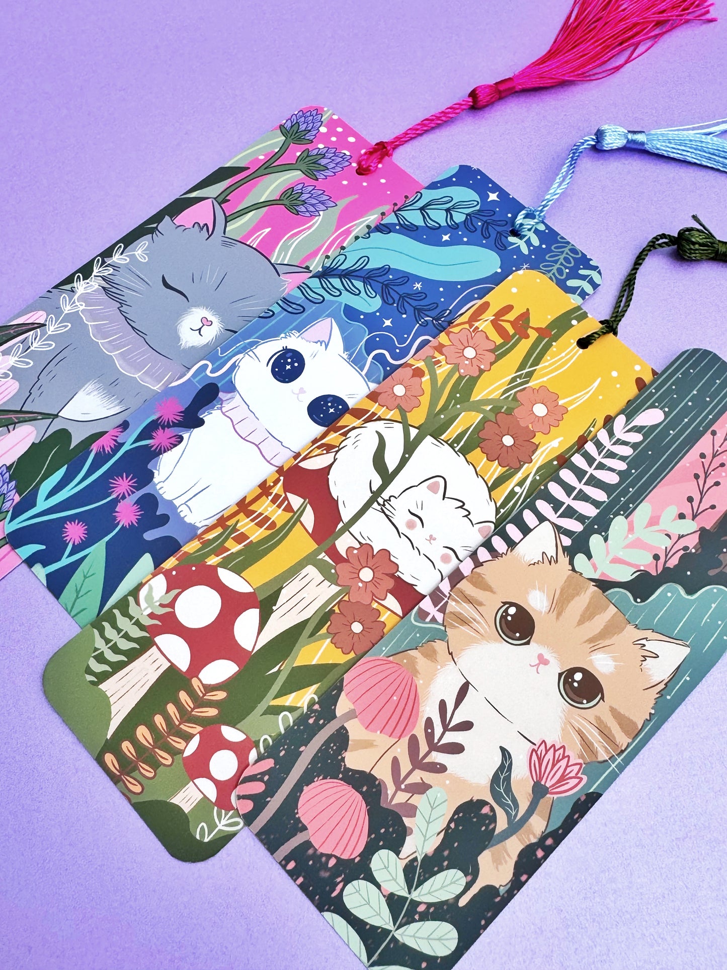 Forest Blooms Bookmark - Cute Cat Bookmark - Whimsical Forest Kitty Reading Accessory, Unique Gift for Book Lovers