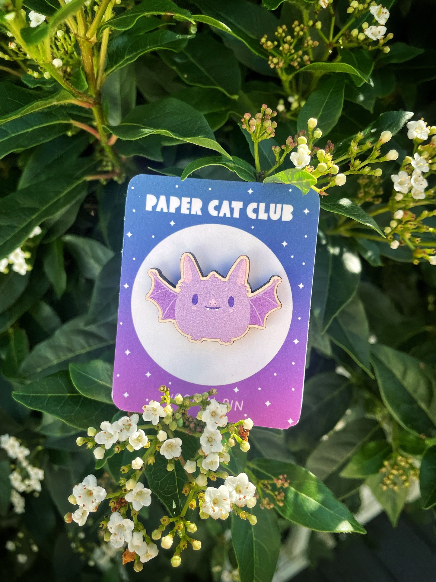 Wooden Bat pin - cute kawaii halloween pin badge made from sustainable wood