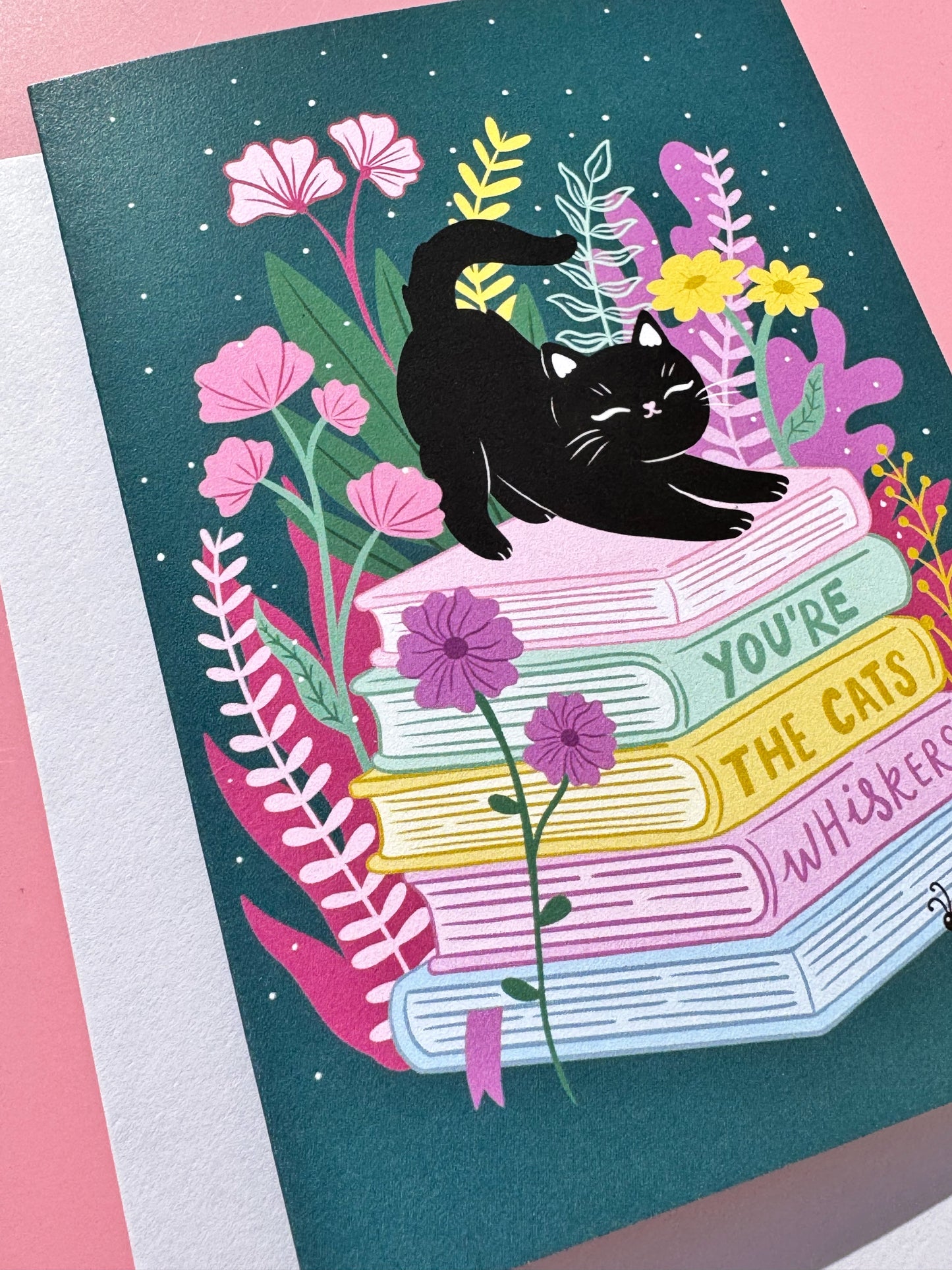 You're the cat's whiskers cute cat card - book lover and cat fans - eco friendly
