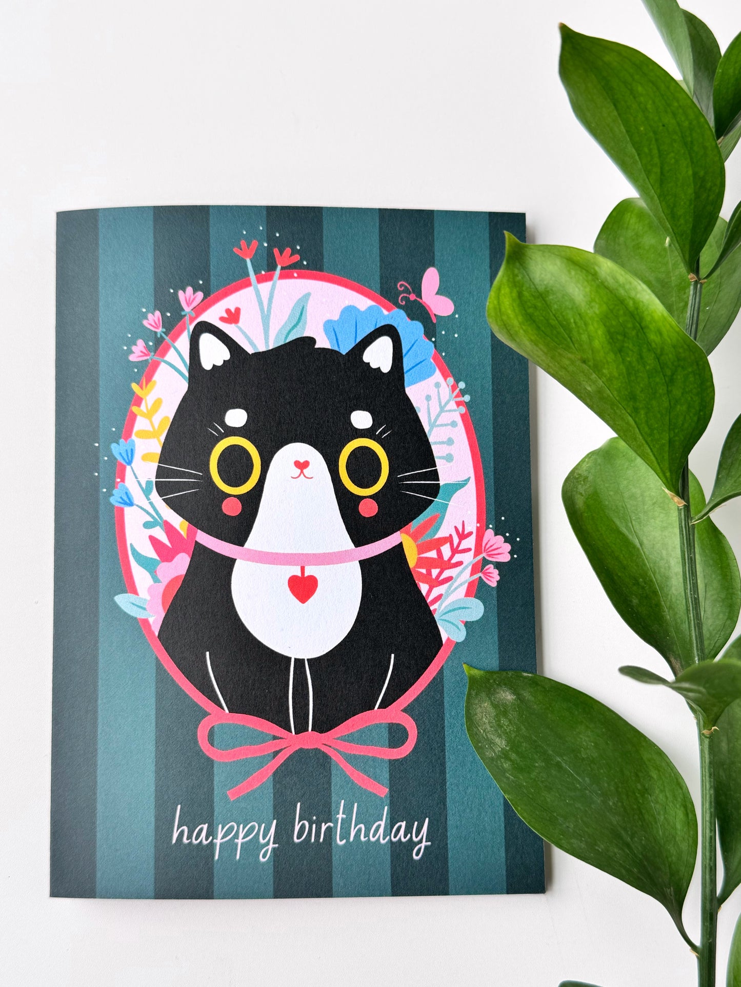 Cat Birthday Card -  A6 Tuxedo Cat Card
