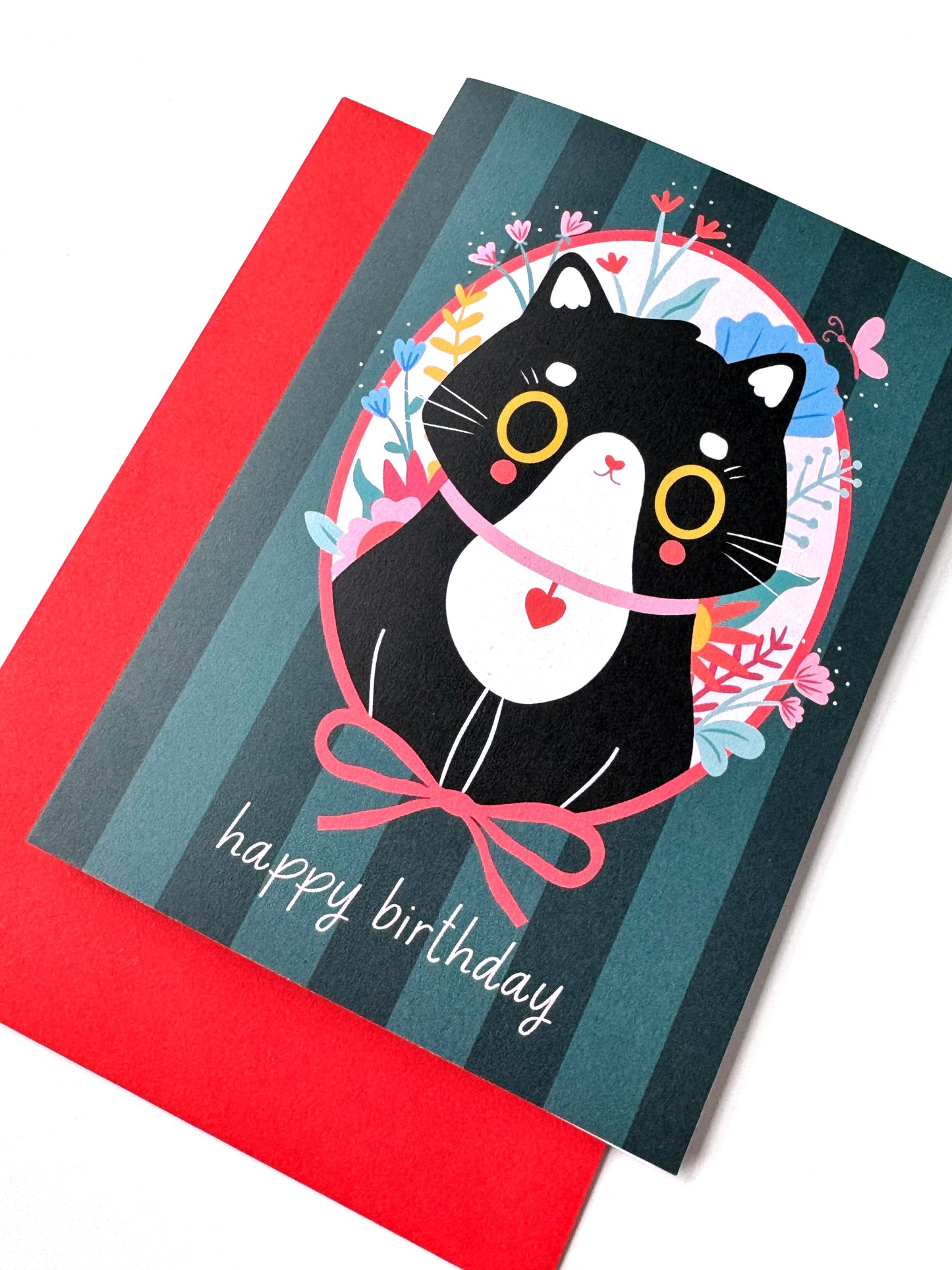 Cat Birthday Card -  A6 Tuxedo Cat Card