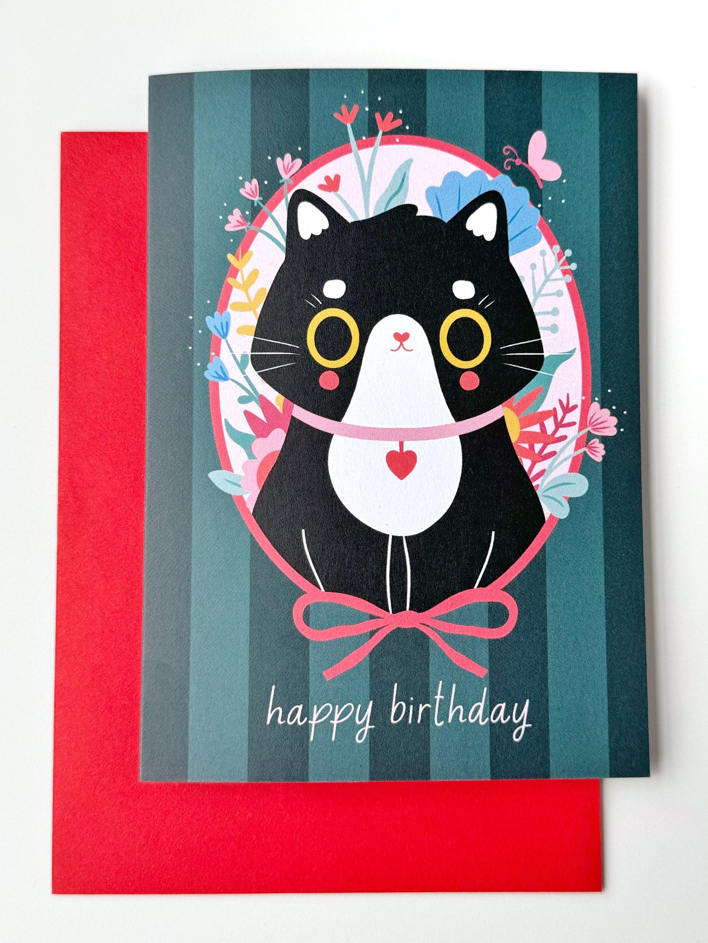 Cat Birthday Card -  A6 Tuxedo Cat Card