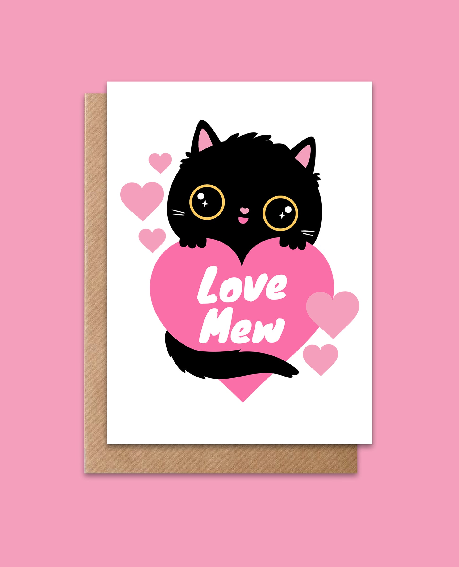 Kawaii Valentine's Card - Love Mew Cat Card for Cat Lovers