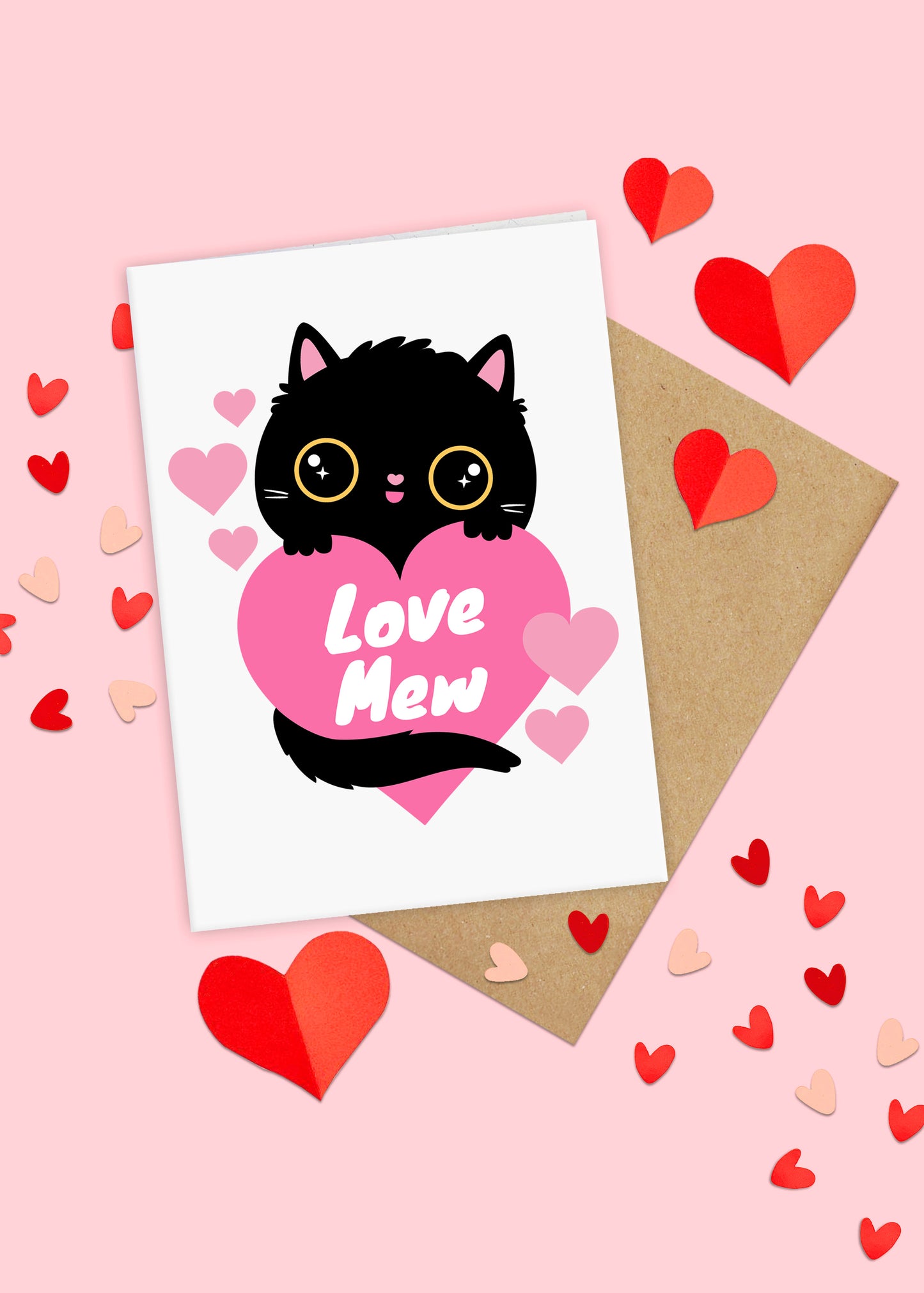 Love mew Cat Valentines Card- cat lover valentines