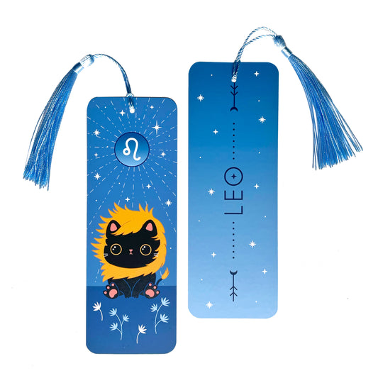 Astrology Leo star sign bookmark front and back with tassle