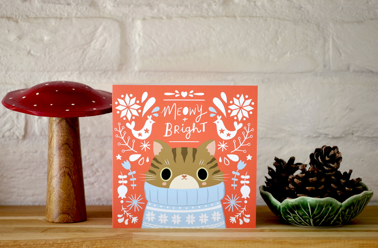 2025 Cozy Nordic Cat Christmas Card Set – Cute Cats in Festive Sweaters