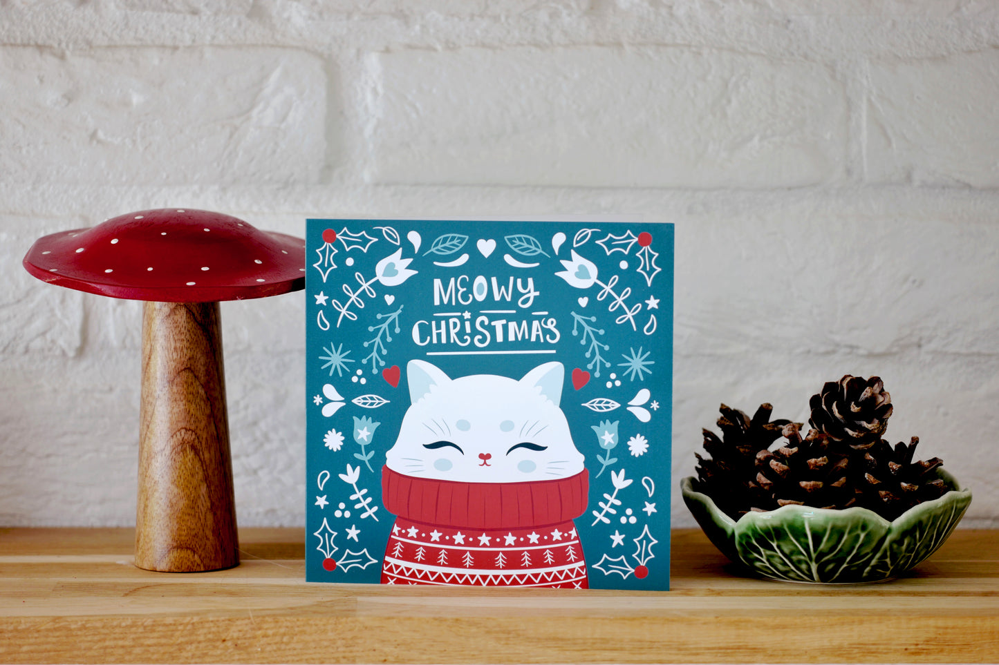 2025 Cozy Nordic Cat Christmas Card Set – Cute Cats in Festive Sweaters