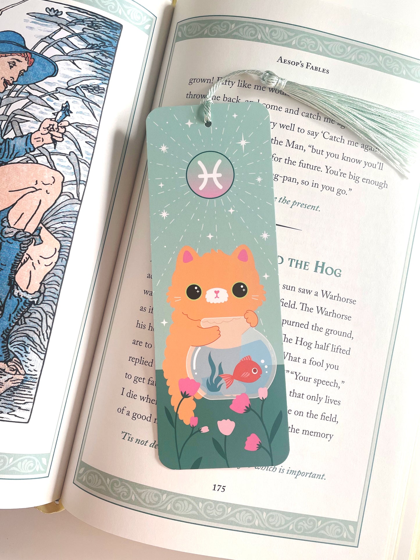 Zodiac Cat Pisces Star Sign Bookmark - cute astrology bookmark