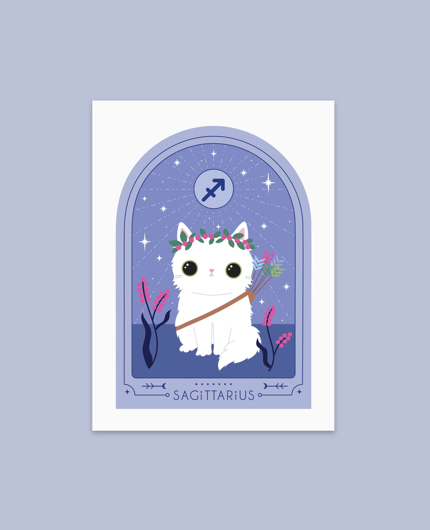 Sagittarius Zodiac Kitty Art print cute star sign print - Astrology art