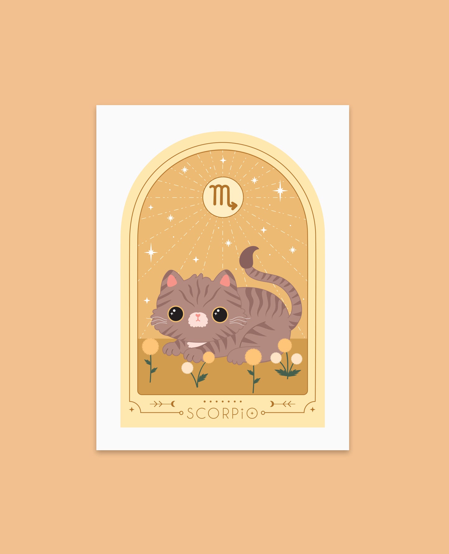 Scorpio Zodiac Kitty Art print cute star sign print - Astrology art