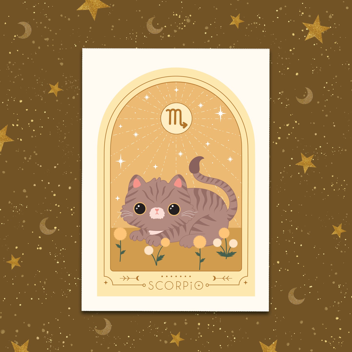 Scorpio Zodiac Kitty Art print cute star sign print - Astrology art