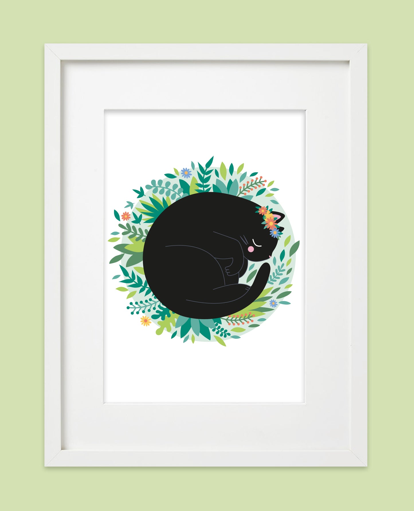 Sleeping Cat- Cute Cat in Nature Art Print