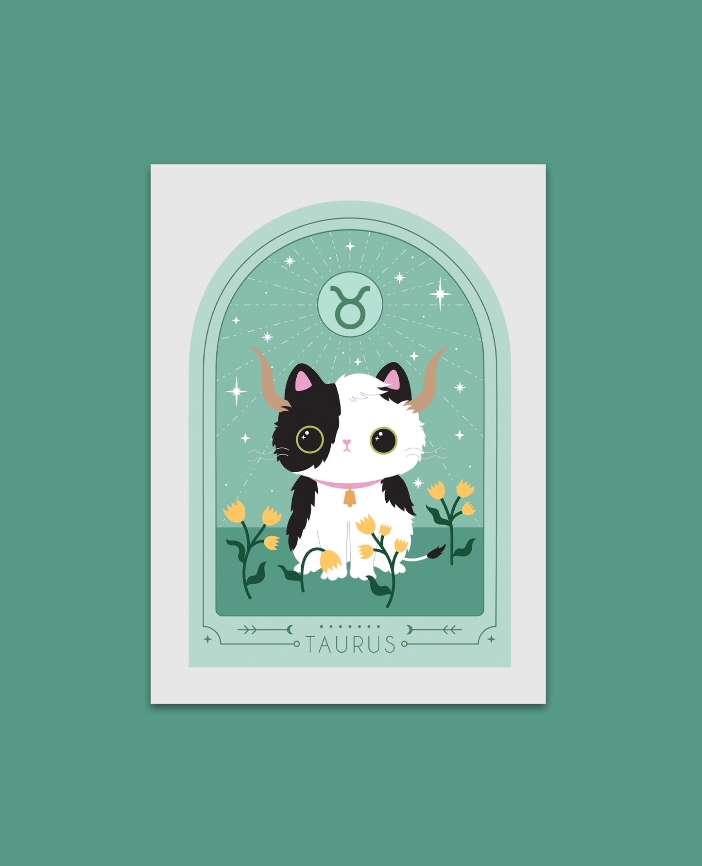 Taurus Zodiac Kitty Art print cute star sign print - Astrology art