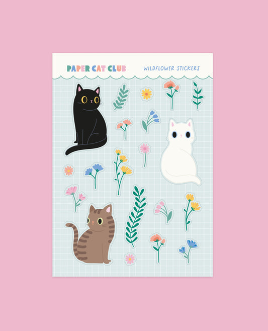 Wildflower Cats Sticker Sheet