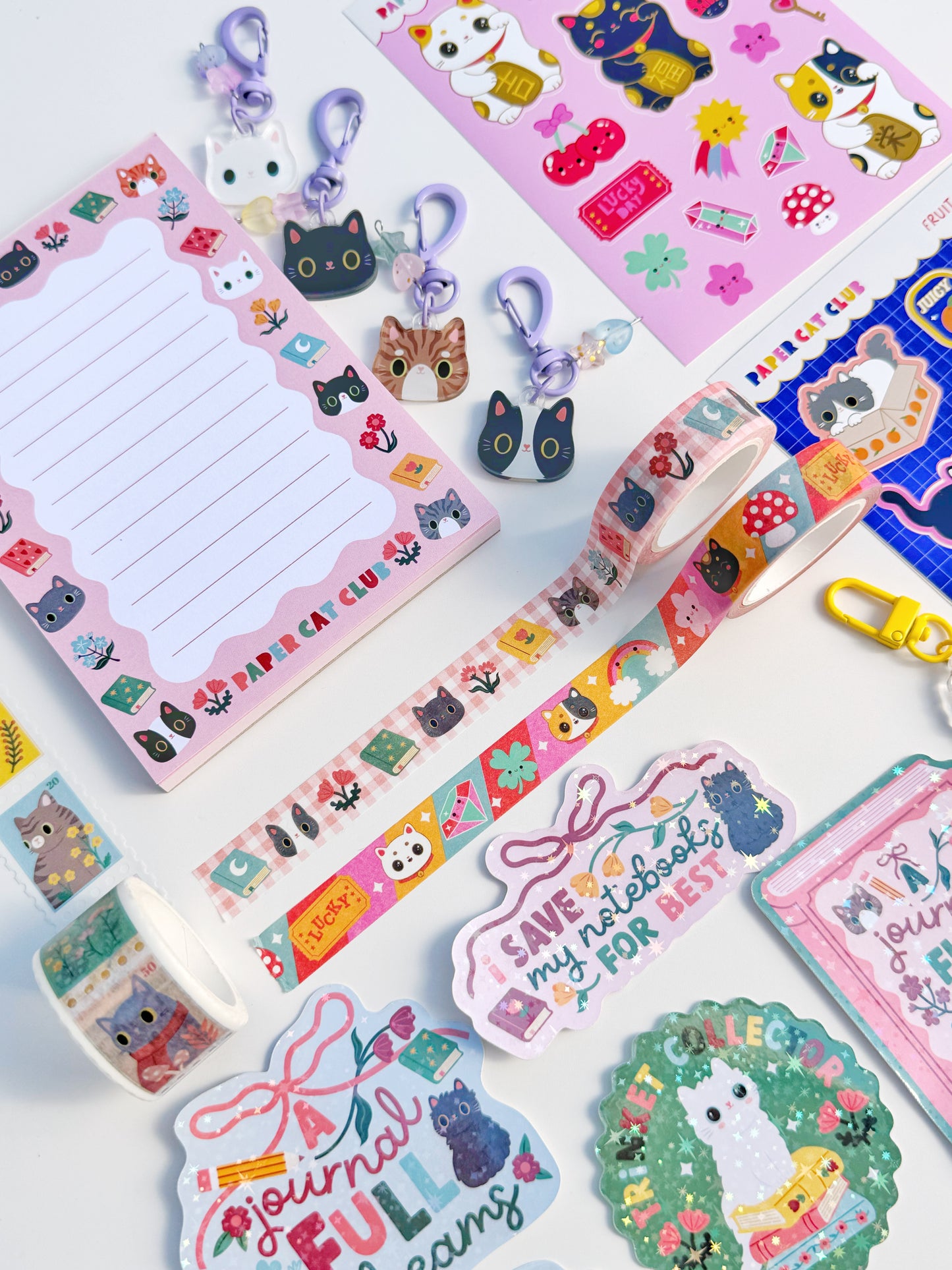 Sparkly Double-Sided Cat on Books Journal Charm