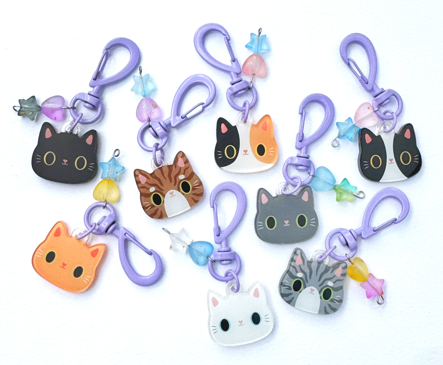 Cute Cat Journal Charm | Kitty Planner Dangle & Clip-On Keychain for Notebooks & Planners