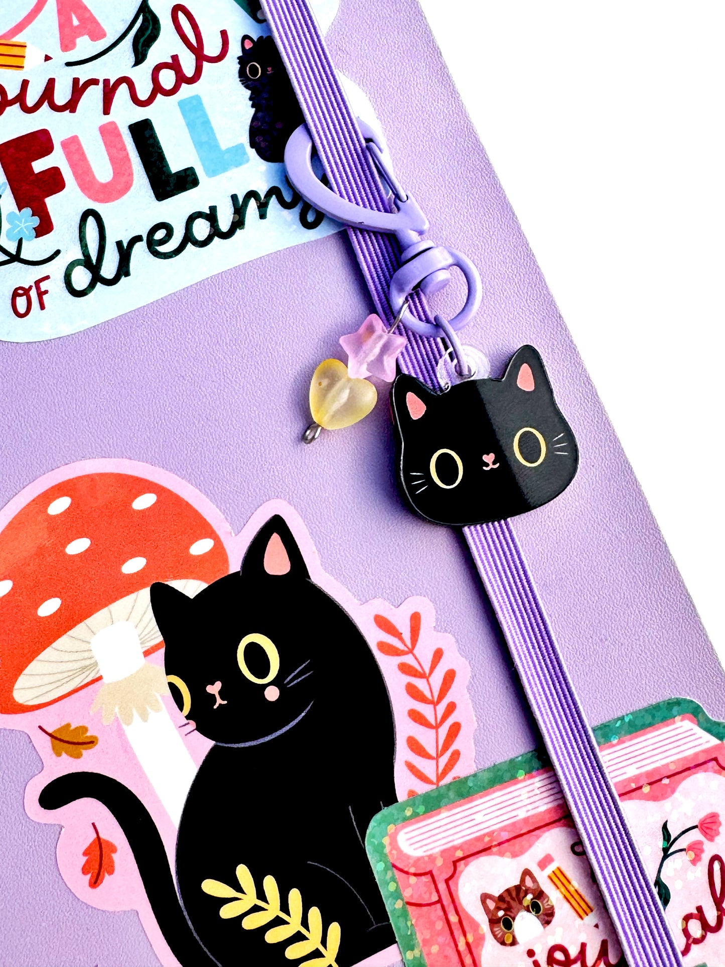 Cute Cat Journal Charm | Kitty Planner Dangle & Clip-On Keychain for Notebooks & Planners