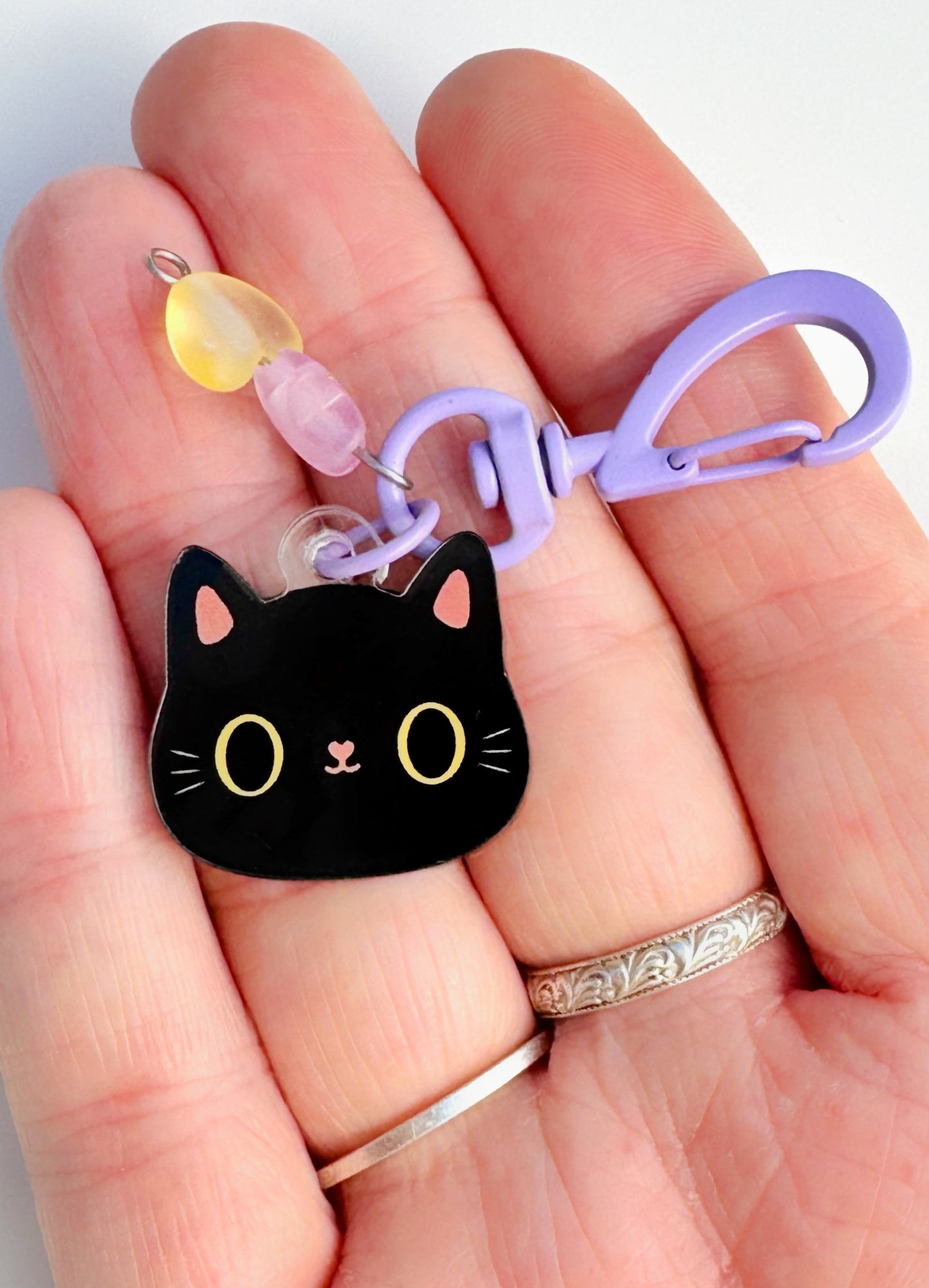 Cute Cat Journal Charm | Kitty Planner Dangle & Clip-On Keychain for Notebooks & Planners
