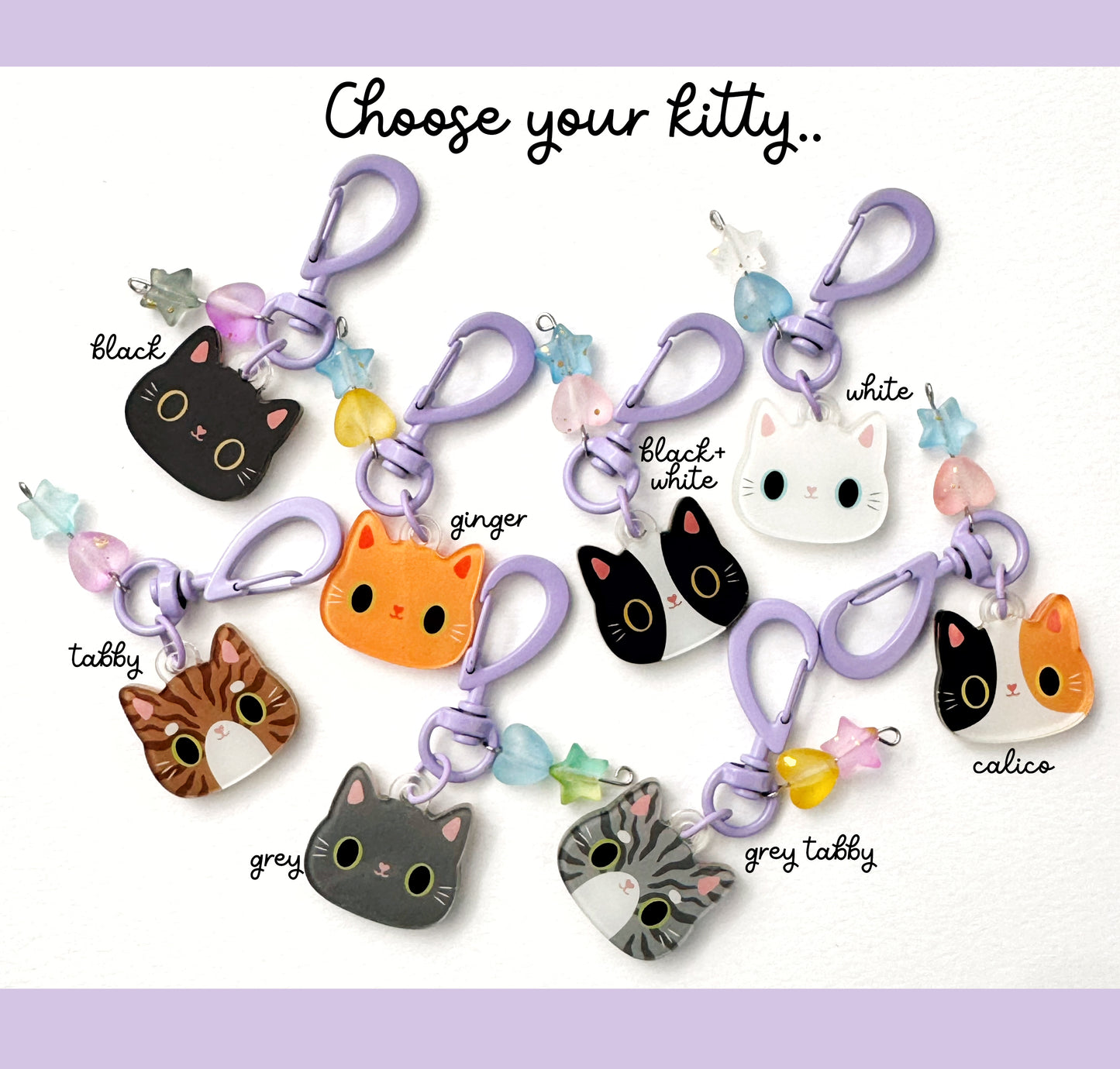 Cute Cat Journal Charm | Kitty Planner Dangle & Clip-On Keychain for Notebooks & Planners
