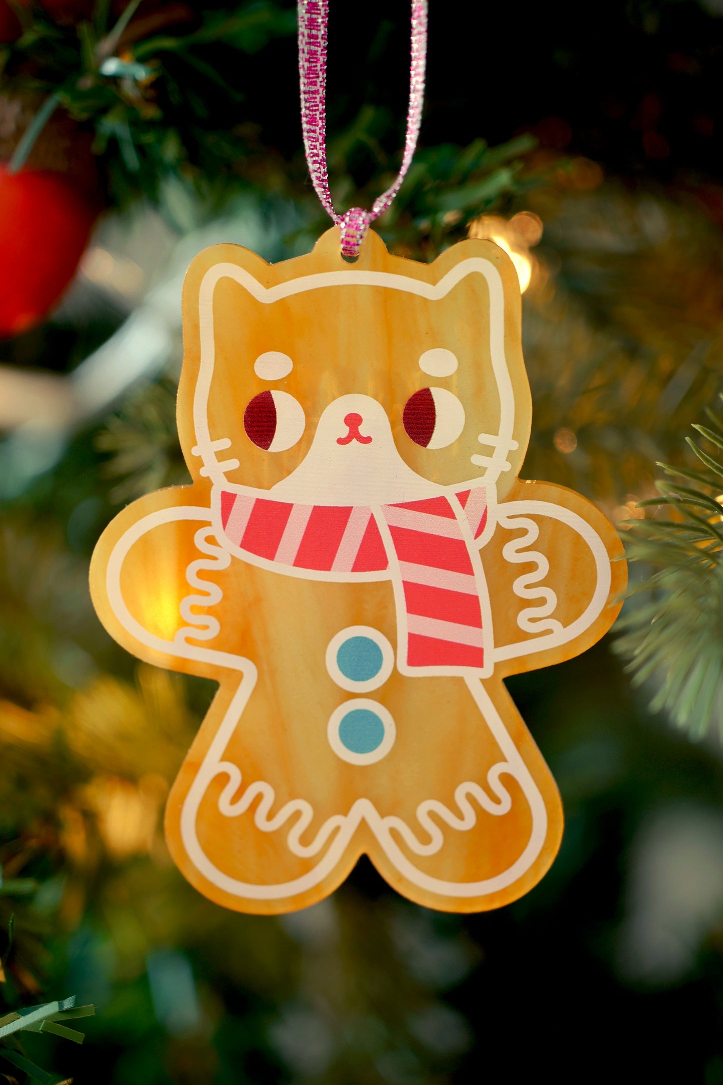 Gingerbread Cat Christmas Decoration -  cute gift for cat lovers