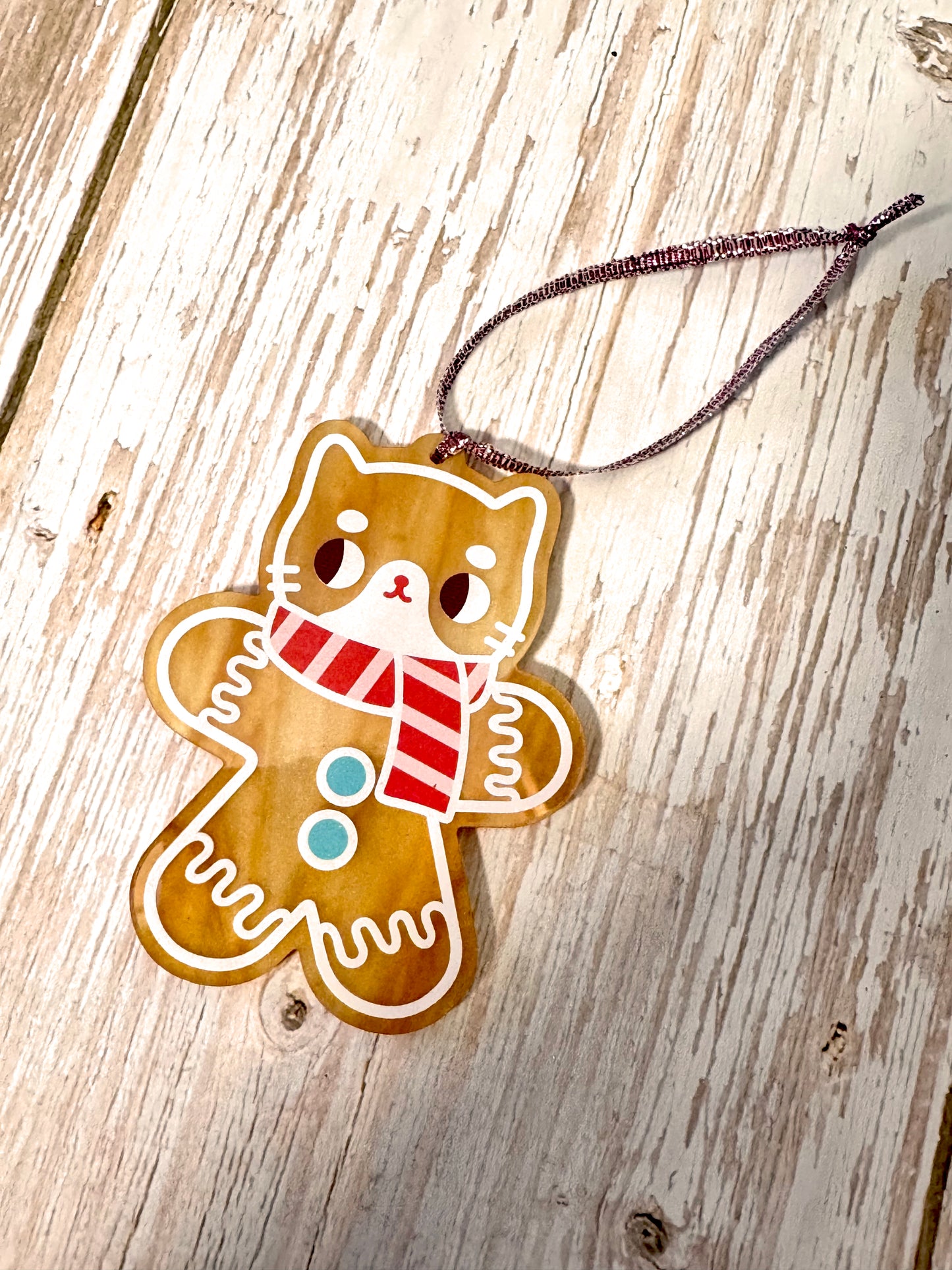 Gingerbread Cat Christmas Decoration -  cute gift for cat lovers