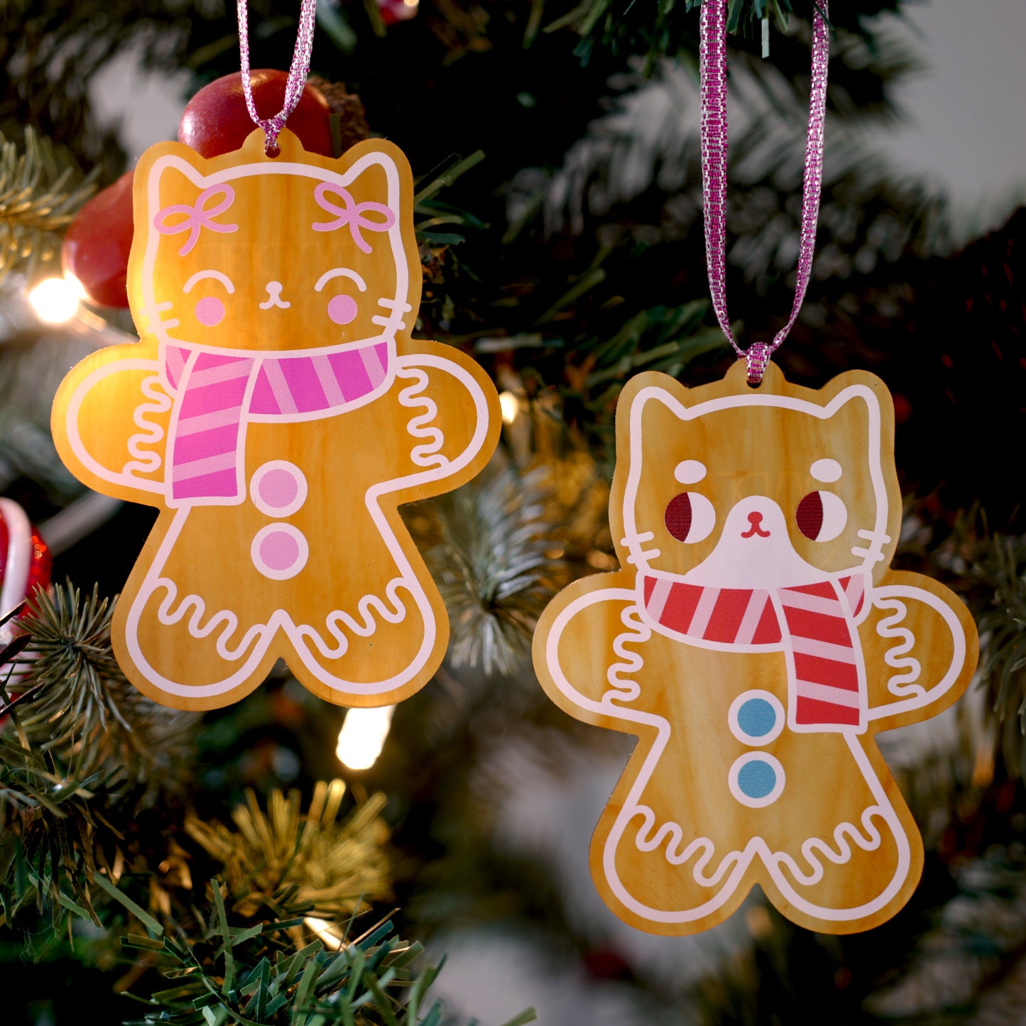 Gingerbread Cat Christmas Decoration -  cute gift for cat lovers