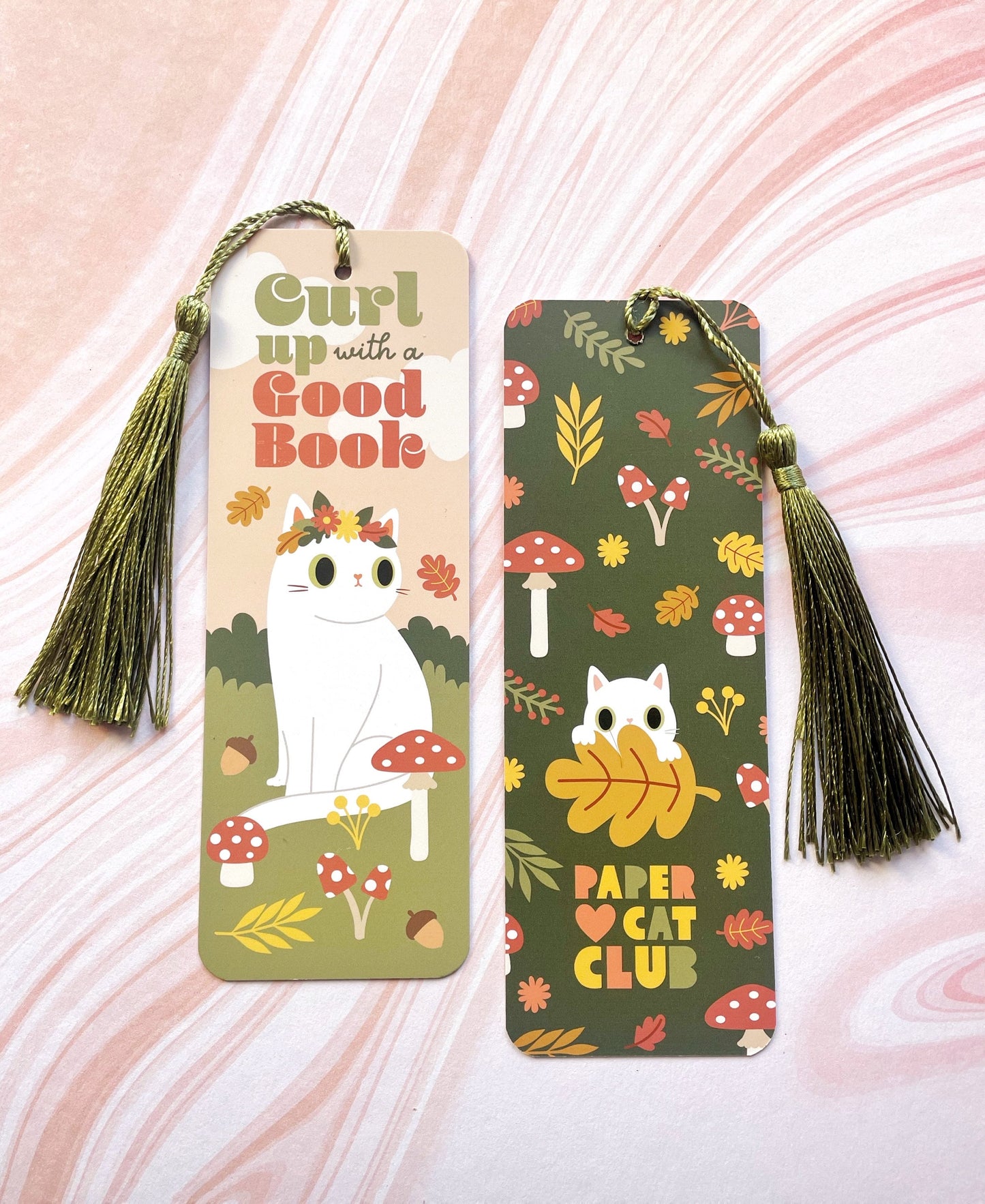 Cozy Autumn Cat Bookmark - bookmark with tassel