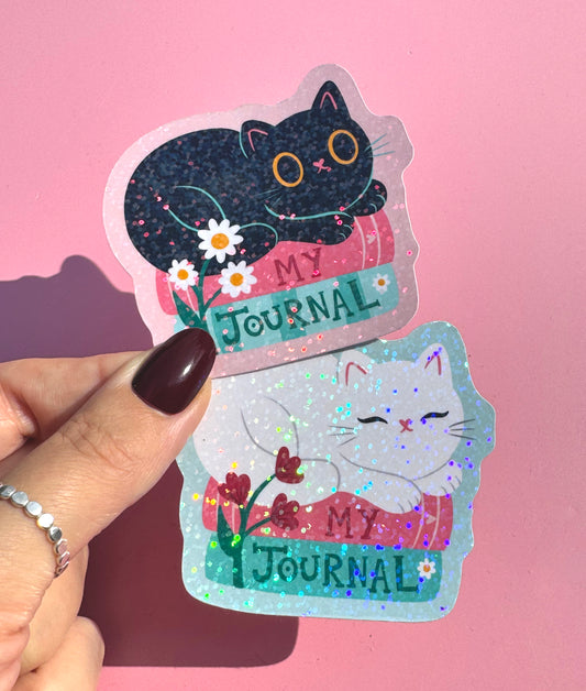 Cute kawaii sparkle cat sticker - My Journal sticker