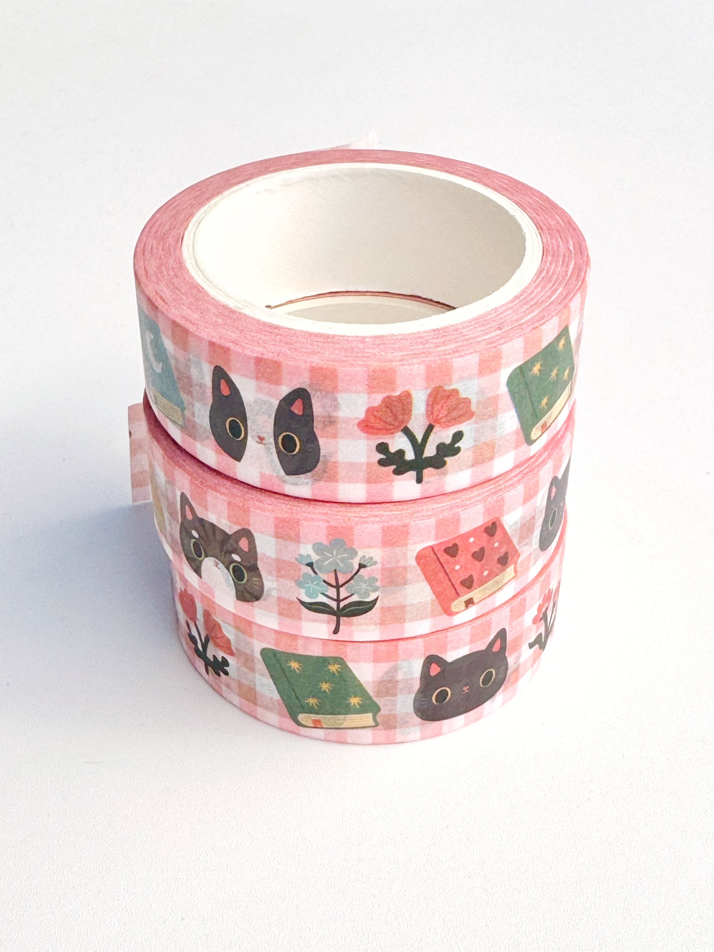 Cute cat washi tape - Gingham, cats and journals