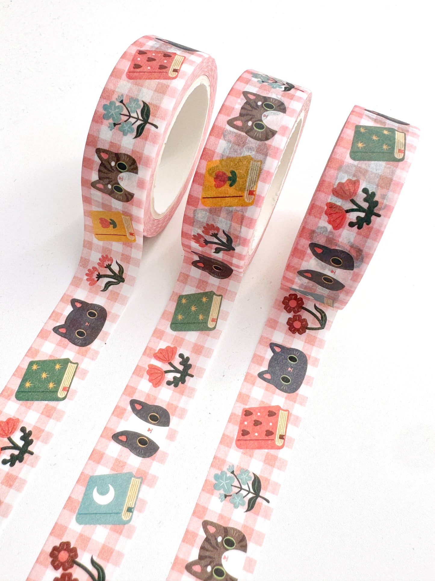 Cute cat washi tape - Gingham, cats and journals