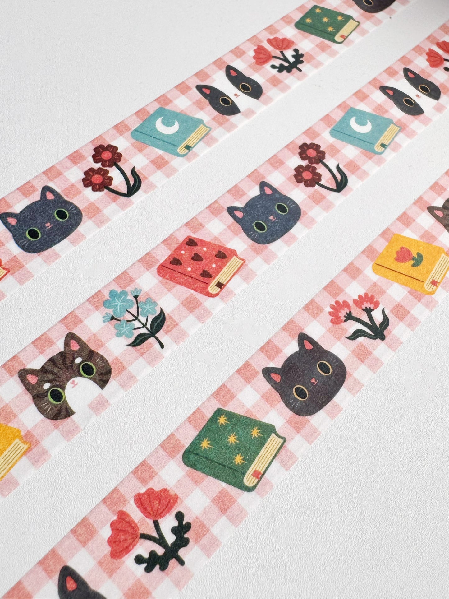 Cute cat washi tape - Gingham, cats and journals