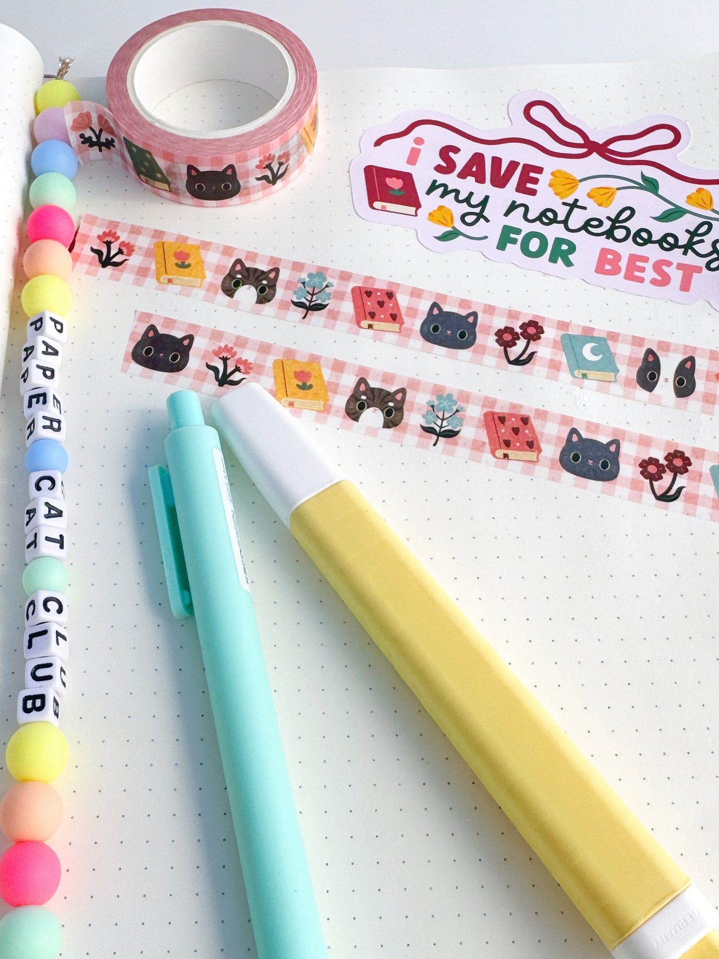 Lucky cat Washi tape - super cute rainbow lucky washi tape for journalling