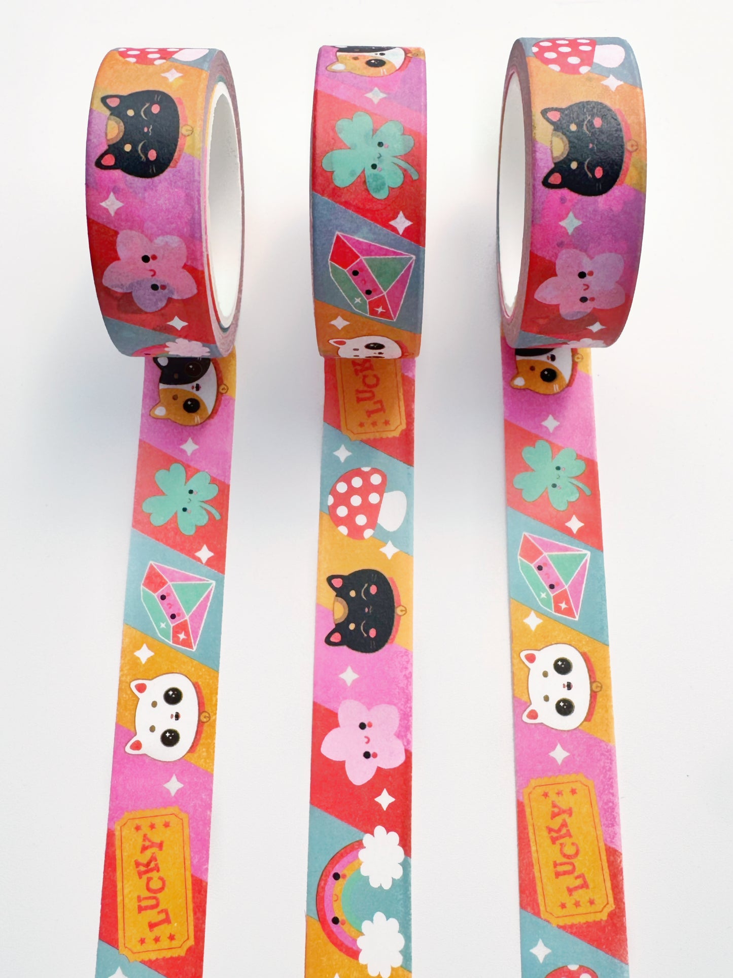 Lucky cat Washi tape - super cute rainbow lucky washi tape for journalling