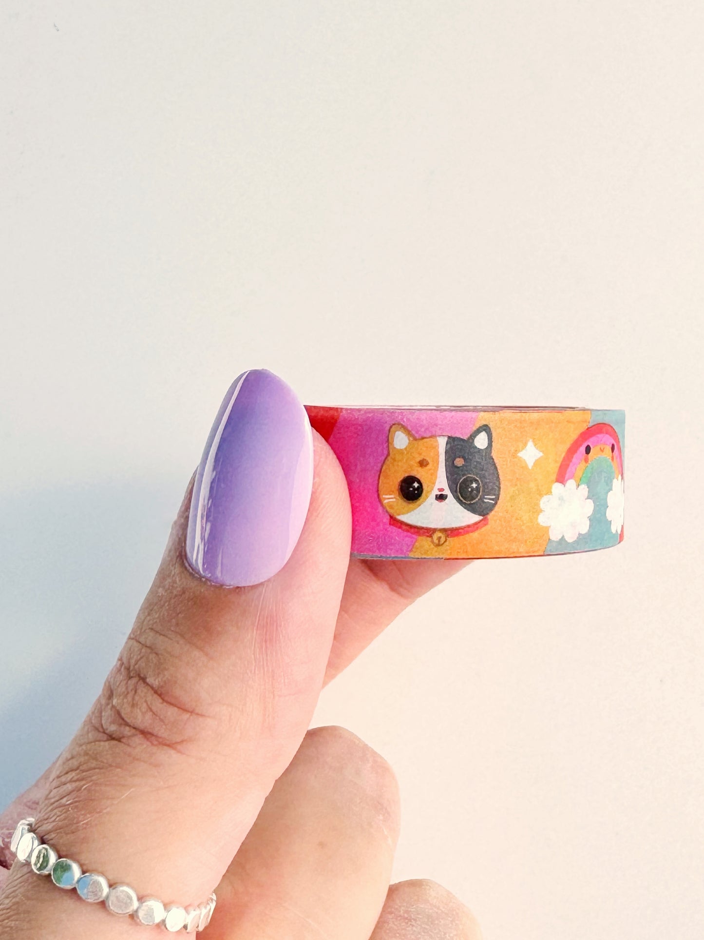 Lucky cat Washi tape - super cute rainbow lucky washi tape for journalling