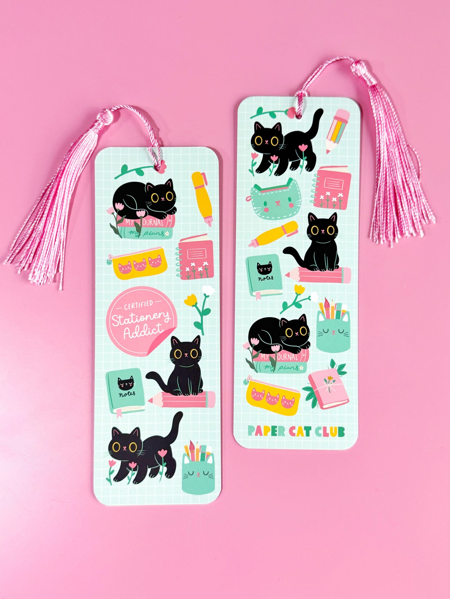Stationery Addict Bookmark - Cute Cat & Stationery themed