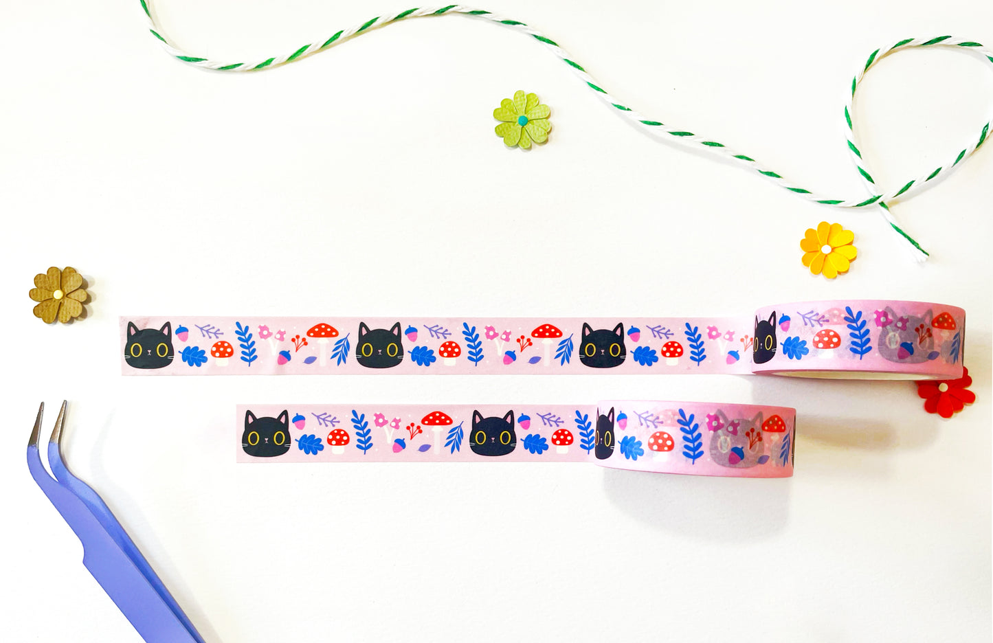 Black Cats Kawaii Washi Tape - Super cute stationery for cat lovers