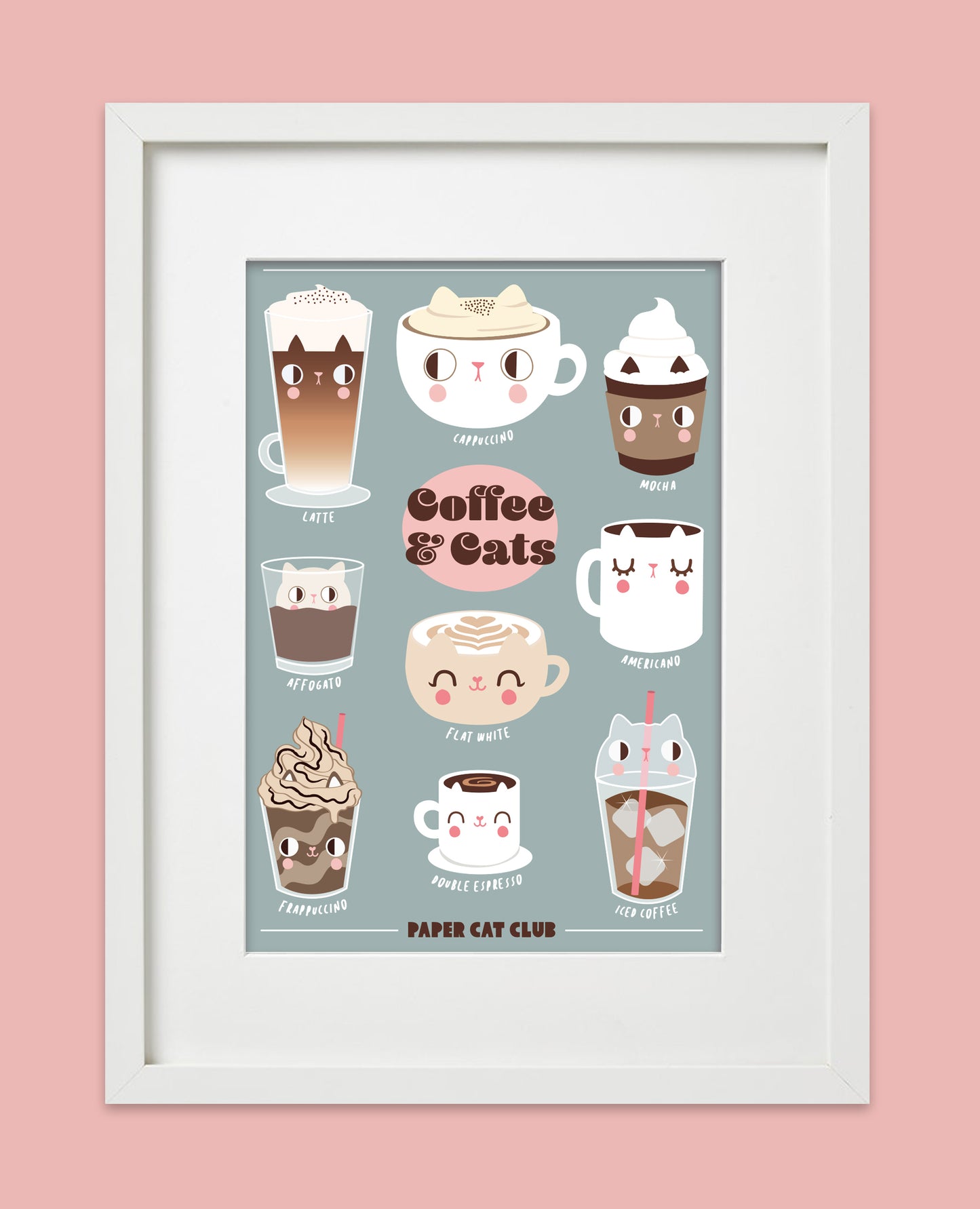 Cute Coffee cat print A5, A4 and A3 original illustration kitchen decor