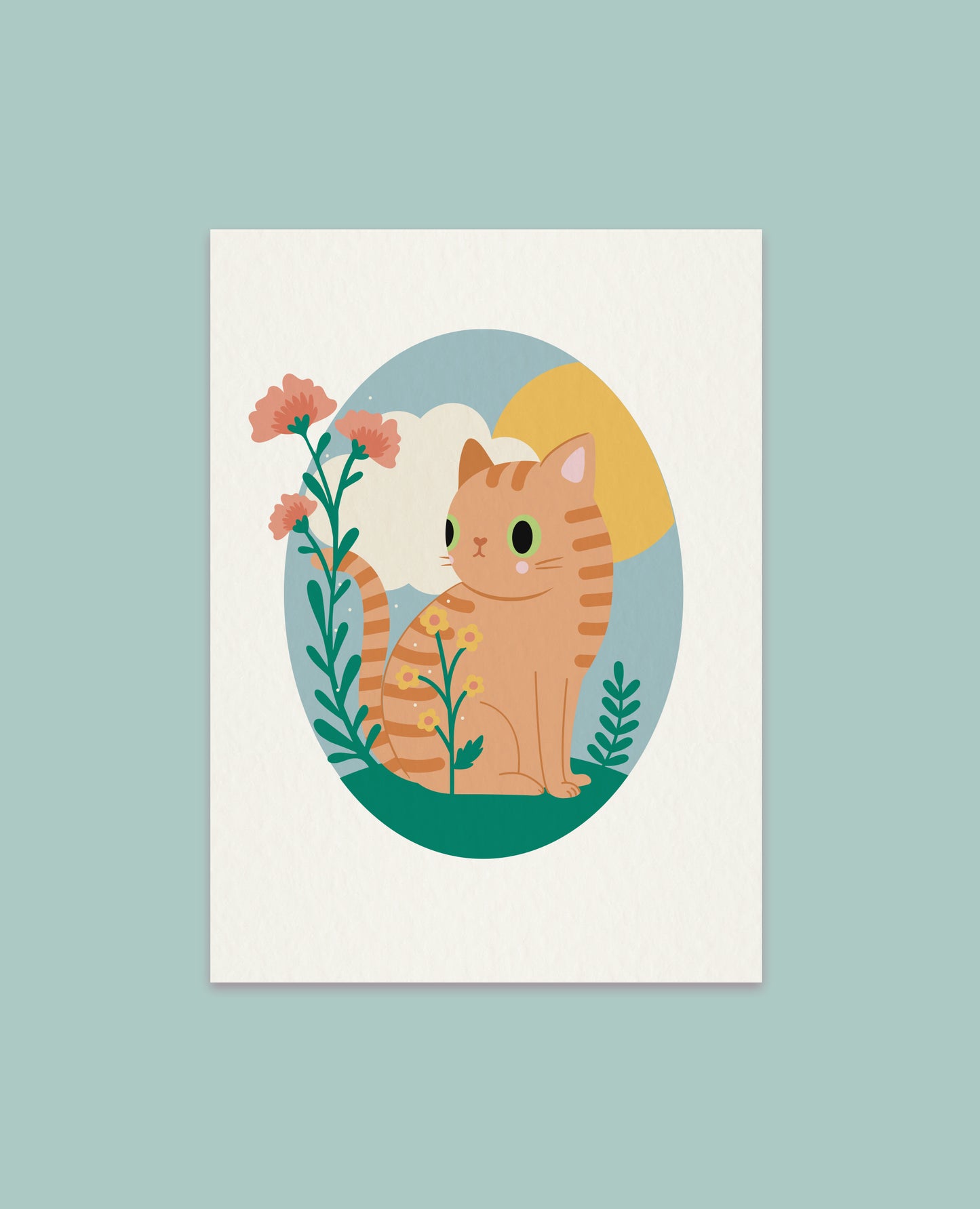 Wildflower Spring Cat Art print - Choose your cat