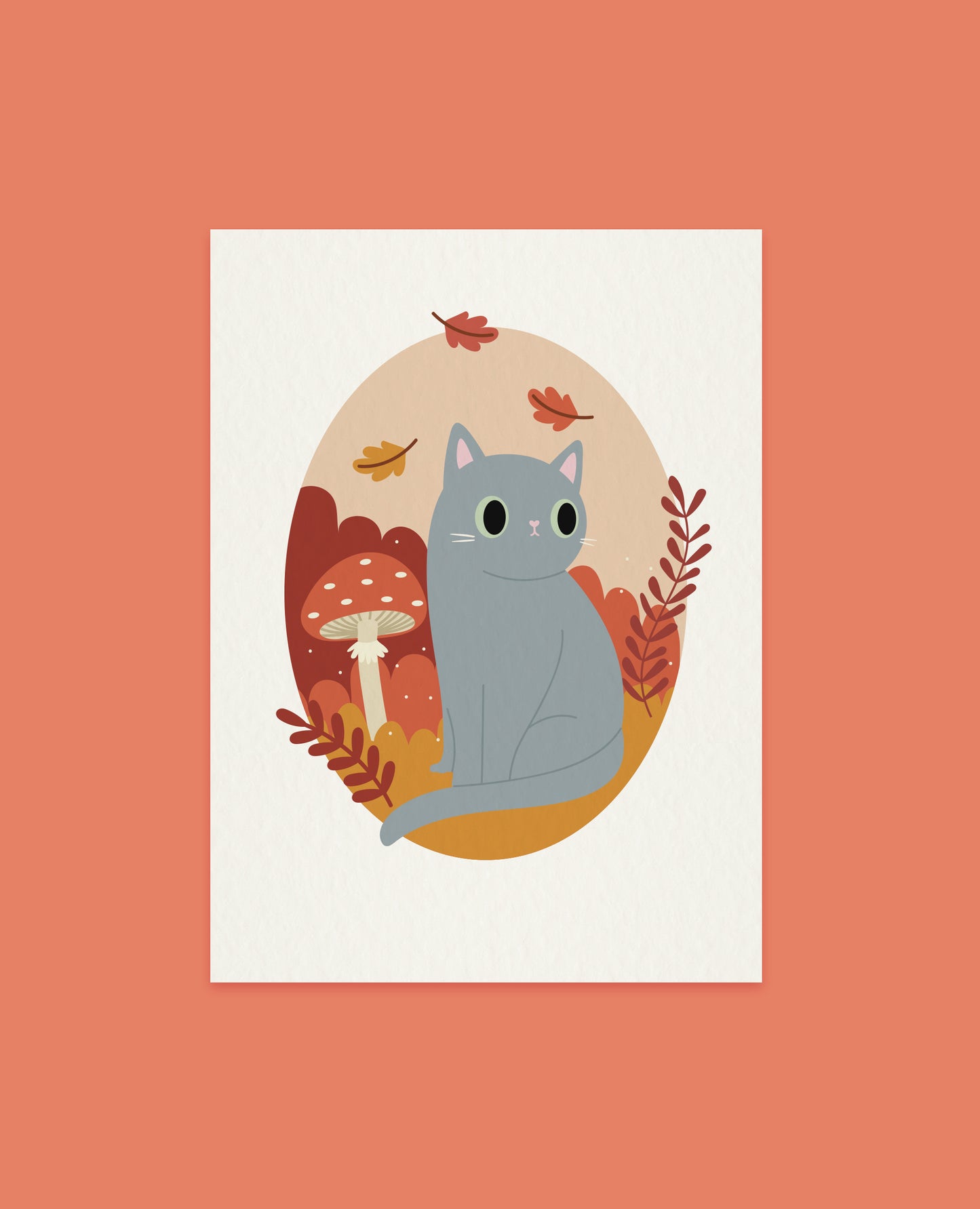 Wildflower Autumn Cat Art print - Choose your cat