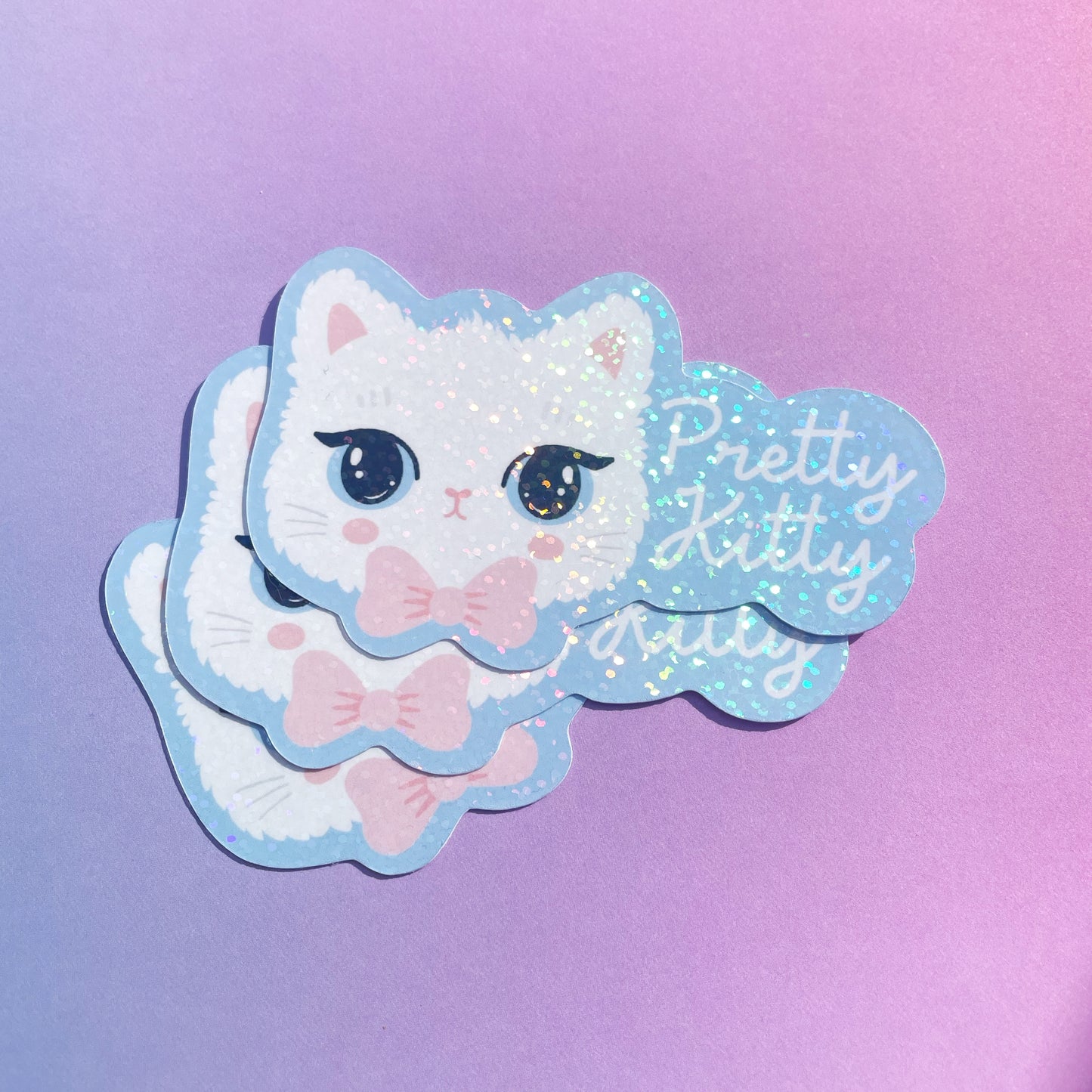 Pretty Kitty sparkly holographic vinyl sticker