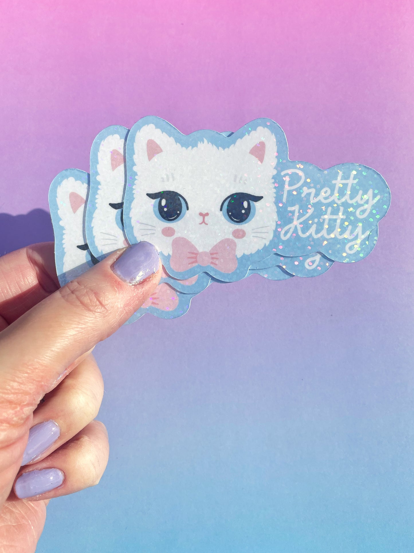 Pretty Kitty sparkly holographic vinyl sticker