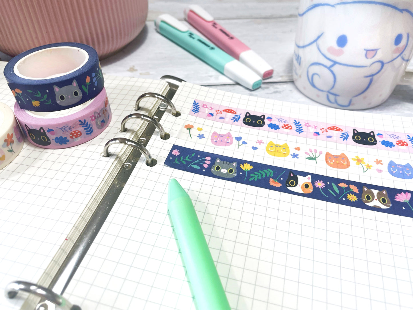 Spring Cats Kawaii Washi Tape - Super cute stationery for cat lovers