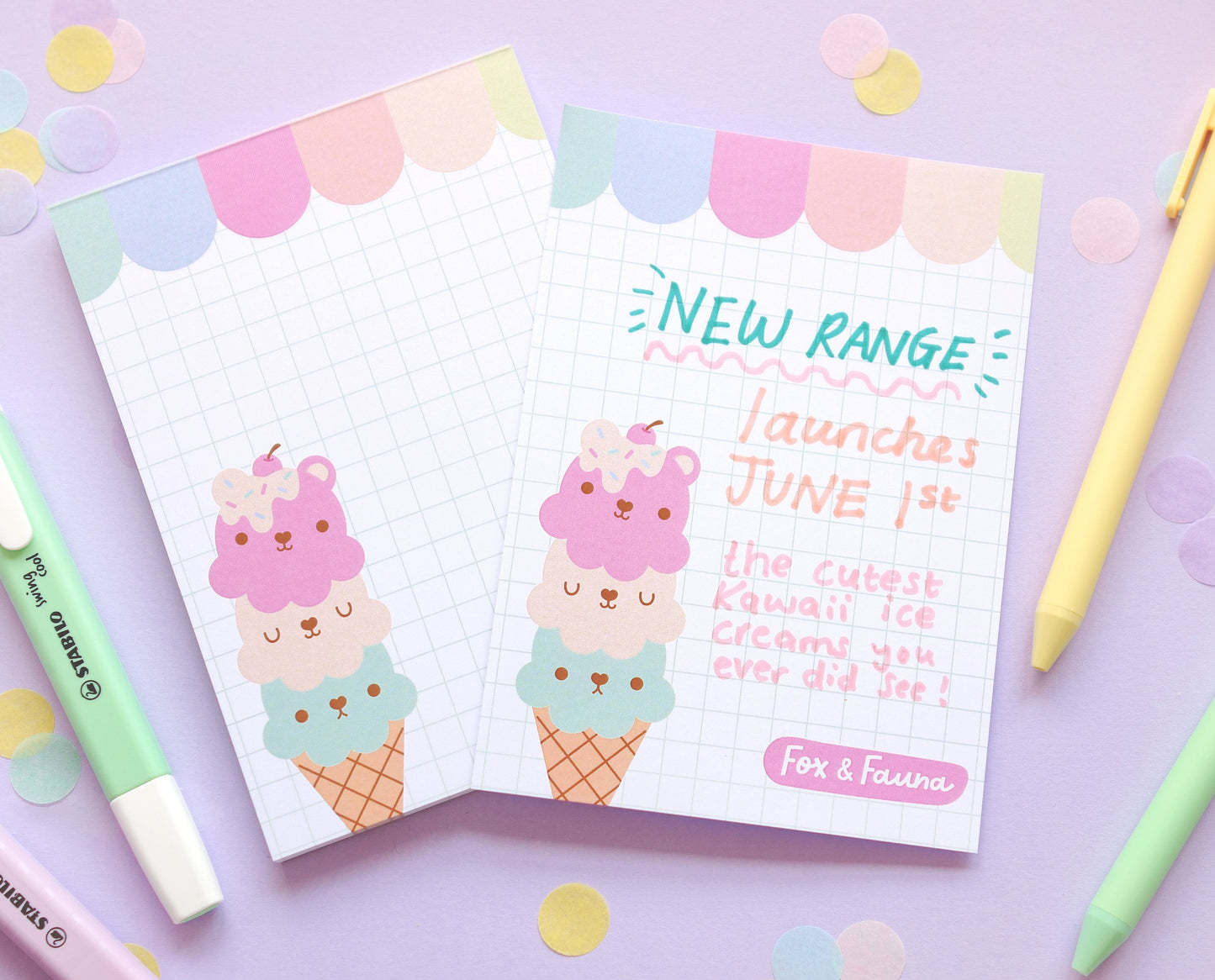 Kawaii pastel A6 notepad - part of the Ice Cream Dreams range - super cute stationery