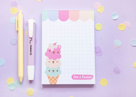 Kawaii pastel A6 notepad - part of the Ice Cream Dreams range - super cute stationery